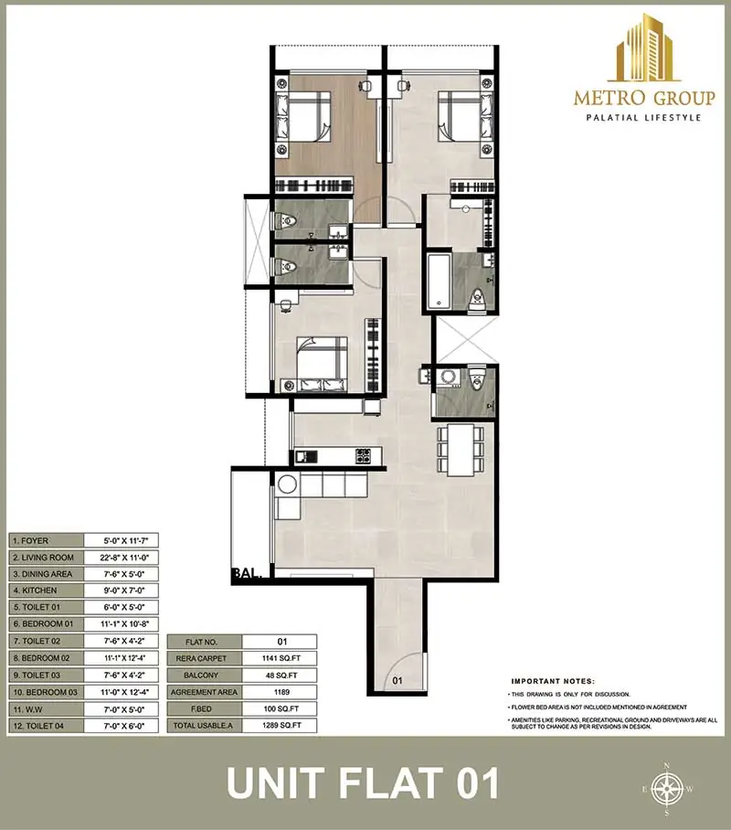 The Presidential 3BHK LUXURY Residence Unit Plan